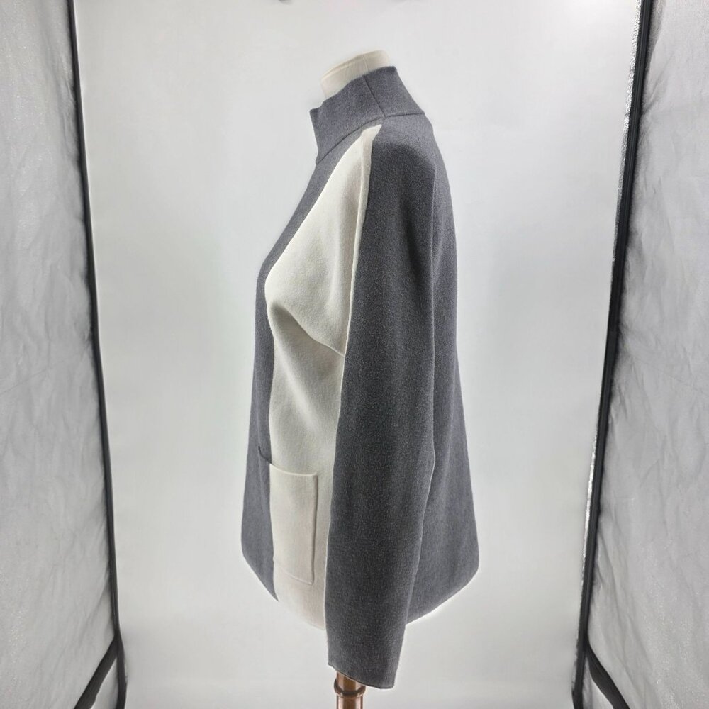 Alison Sheri Womens Colorblock Turtleneck Sweater S Gray & White Viscose Blend - Picture 9 of 15